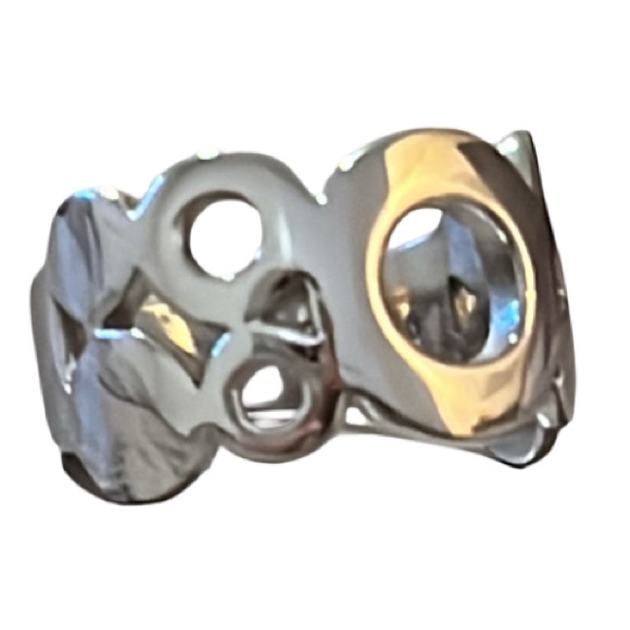 Dreamy Liquid Sterling Silver Cut Out Circle Bubble Band Ring - Picture 1 of 6